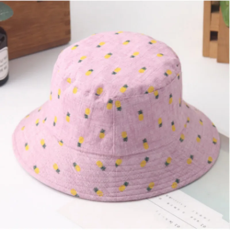 dark pink Панама с ананасом для женщин, уличная Рыбацкая пляжная шляпа от солнца с фруктовым принтом, женская летняя Панама в стиле хип-хоп, Рыбацкая шляпа Bob - Цвет: dark pink