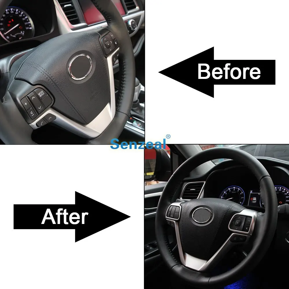 SENZEAL 2 шт. накладка на рулевое колесо ABS для Toyota Highlander 2014 2015 2016 2017 2018 2019