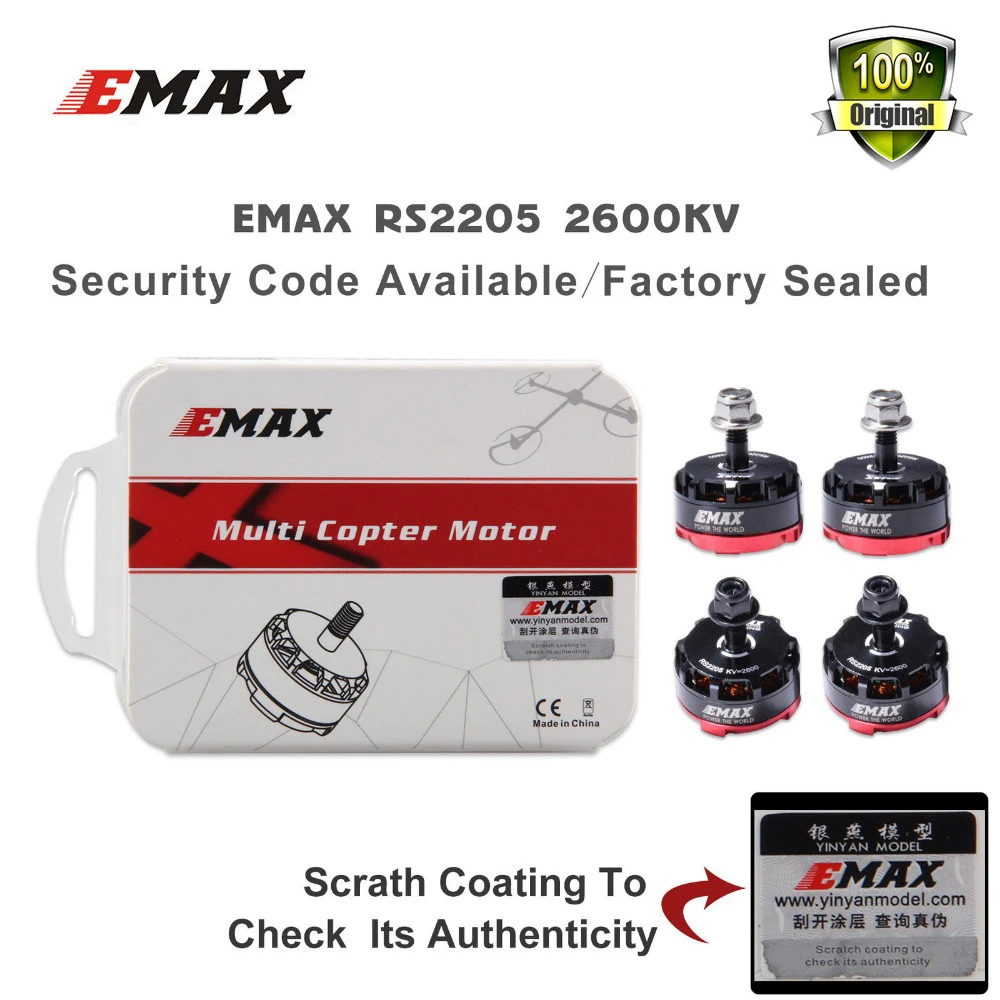 

EMAX 4PCS RS2205 rs2205s 2600KV Race Brushless Motor For FPV Racing Brushless Motor QAV-X QAV210 RS2205 upgraded for DIY RC
