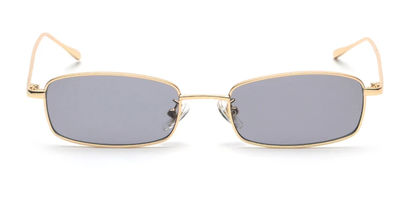 Kachawoo 6 шт. маленькие прямоугольные солнцезащитные очки для мужчин Ретро металлическая оправа золотые мужские модные солнцезащитные очки для женщин унисекс Лето - Цвет линз: gold with grey