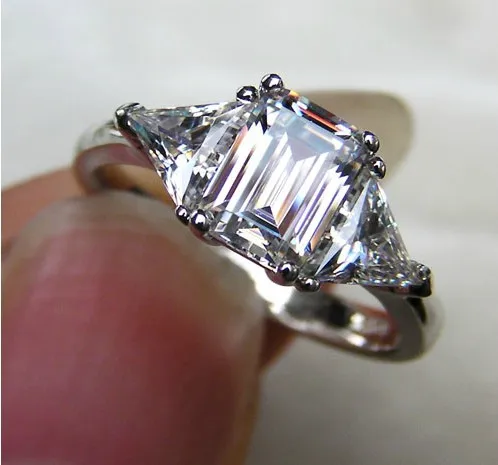 

3 Carat Pure White Gold Emerald Cut Amazing Lovely Diamond Women Gold Ring Vintage Statement Gold Wedding Ring For Her