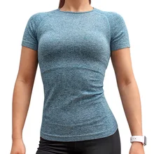 Спортивный топ для йоги и спортзала с коротким рукавом для тренировок Женская Спортивная одежда для бега и фитнеса футболка для отдыха быстросохнущая спортивная одежда из Джерси Mujer