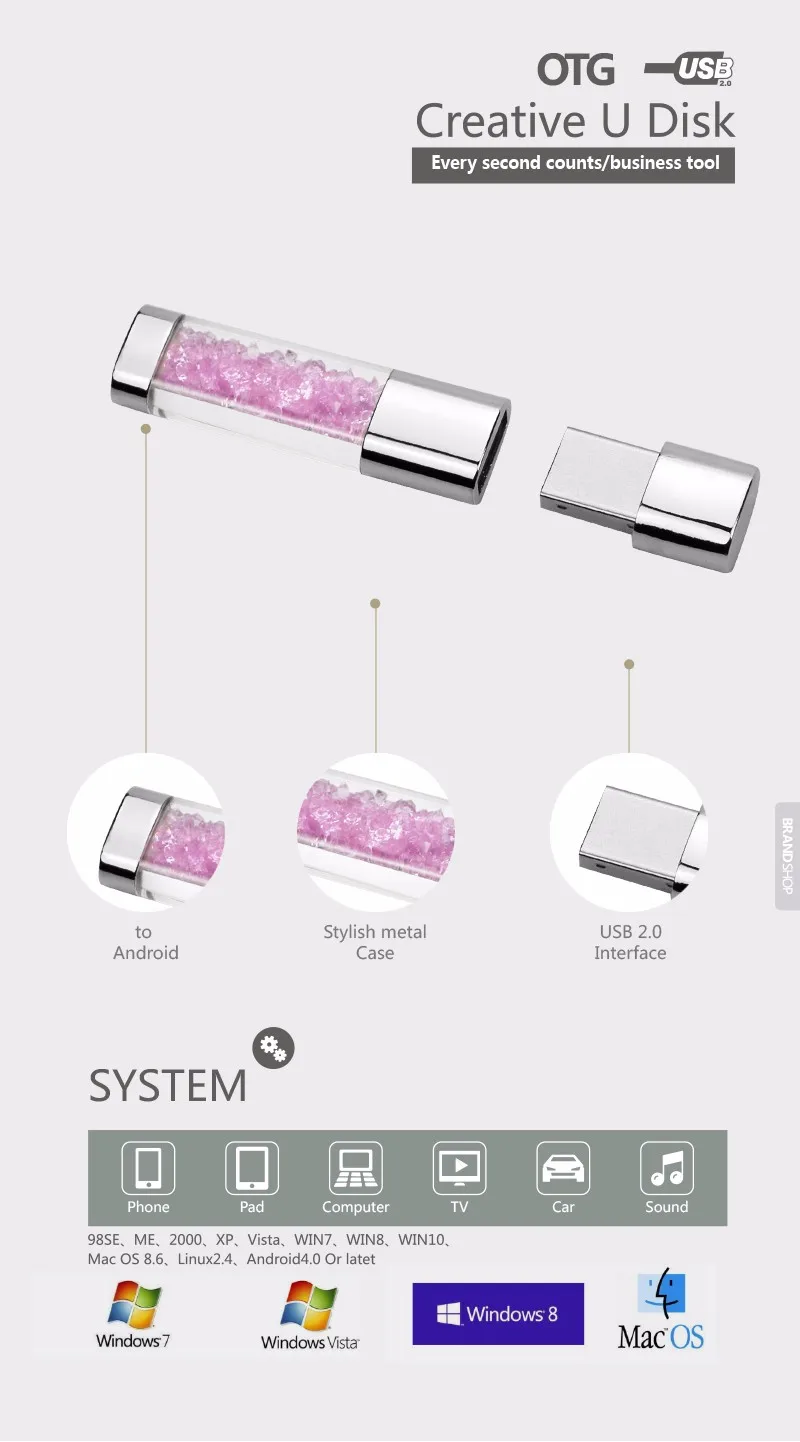 Модный Кристальный USB ключ флеш-накопитель высокоскоростной USB 2,0 флеш-накопитель Подарочный USB флеш-накопитель 64 ГБ 32 ГБ 16 ГБ 8 ГБ 4 ГБ