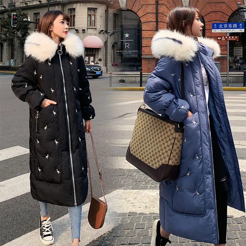 Chic Fur Coat Hooded Winter Down Coat Warm Jacket