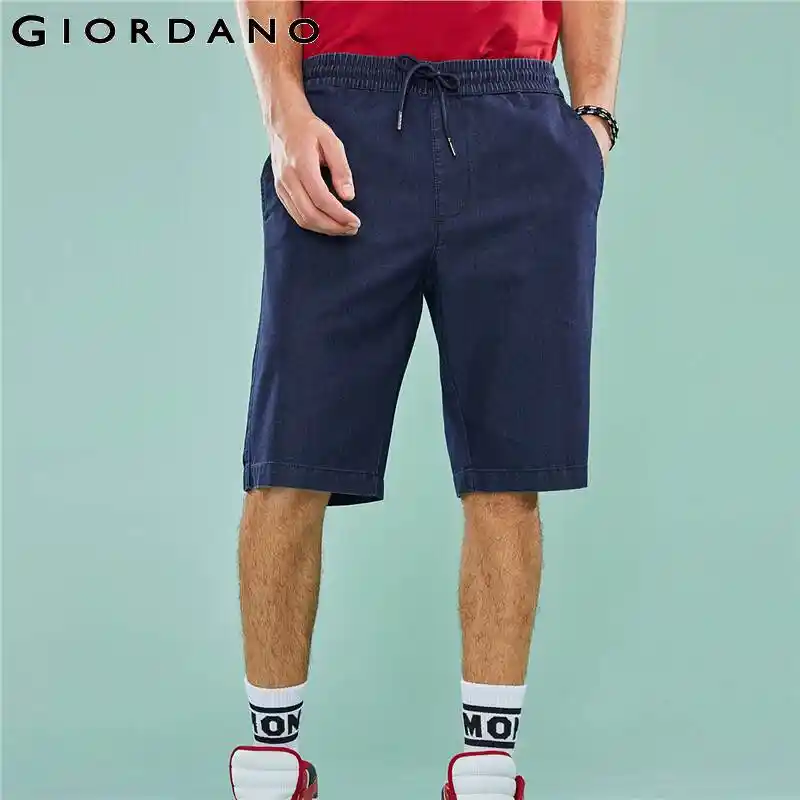 mens denim shorts with elastic waist and drawstring