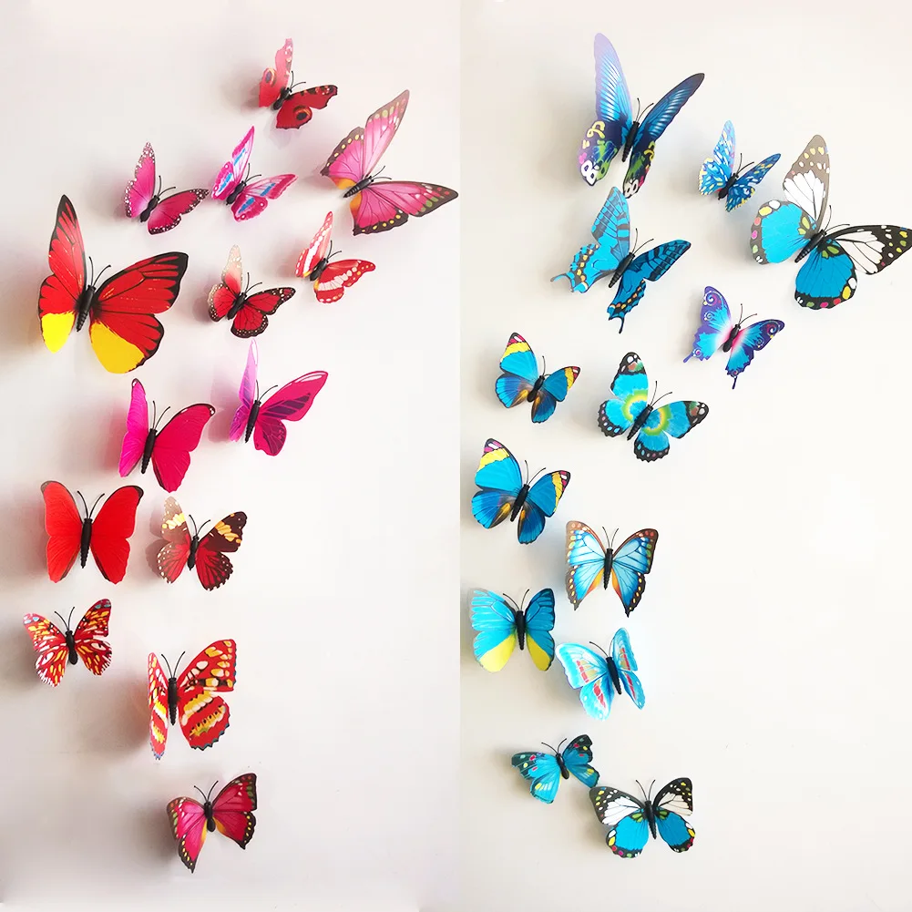 12pcs 3D Butterfly Decor Removable Magnet Wall Sticker Backdrop Art Decal DIY 