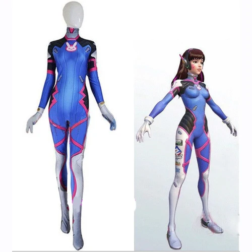 

D.VA Cosplay Halloween Costume Zentai Suit Lycra Spandex 3D Print Catsuit Bodysuit For Girls/Female/Women/Lady
