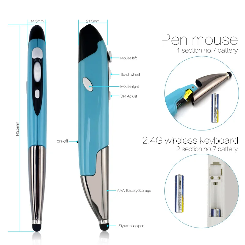 2.4G Wireless Touch Pen Mouse Keyboard Combo Set Laser Pointer For PC Laptop For Macbook WindowsXP/7/8/10 TV Box