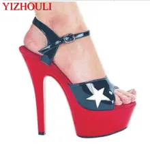 15 см высокий каблук на платформе туфли для танцев на шесте Обувь на высоком каблуке 6 дюймов Модельная обувь пять звезд сексуальные сандалии
