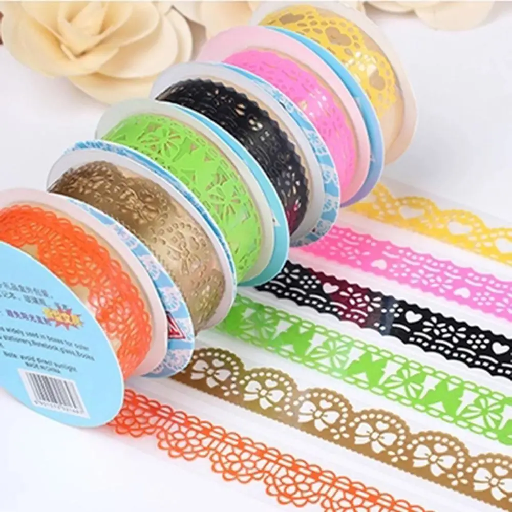 

5 Rolls 1 m Hollow Paper Tapes Scrapbook Paper Sticker Tape DIY Scrapbooking Lace Decorative Sticky Craft Gift Packing Supply