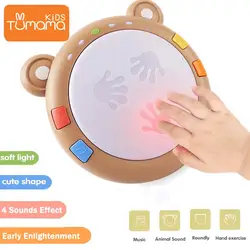 Tumama Монтессори игрушки мультфильм медведь ручной барабан со светом музыкальный инструмент игрушка многофункциональные Ранние
