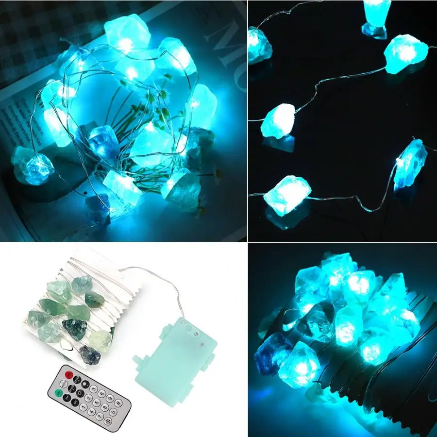 20LED струнный светильник s вечерние Свадебные Рождественские лампы натуральный флюорит медный провод без батареи декоративный светильник