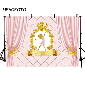 

MEHOFOTO Ballet Girl Birthday Party Backdrop Pink Curtain Baby First Birthday Decoration Photography Background for Photo Studio
