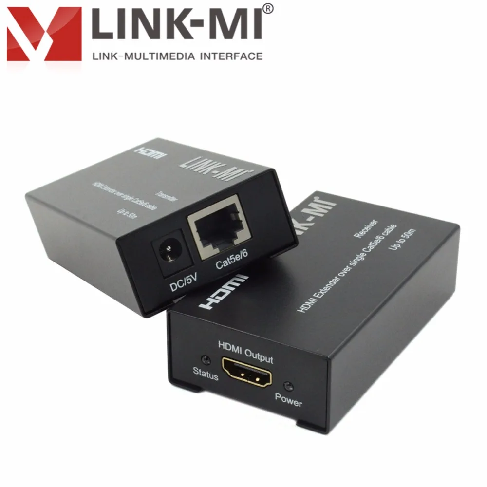 LINK-MI EX11 50 м 1080 p Full HD HDMI аудио видео усилитель сигнала, передатчик, приёмник Cat5ex1 EDID копия 50 m высокой четкости усилитель сигнала