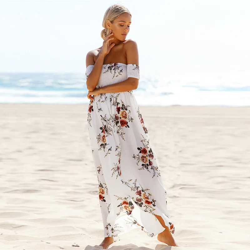 Boho style long dress Floral print maxi dress