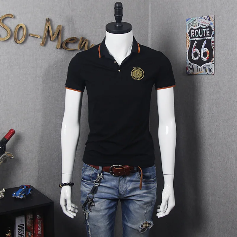 2016 Fashion Brand Men Solid Black Polo Shirt England