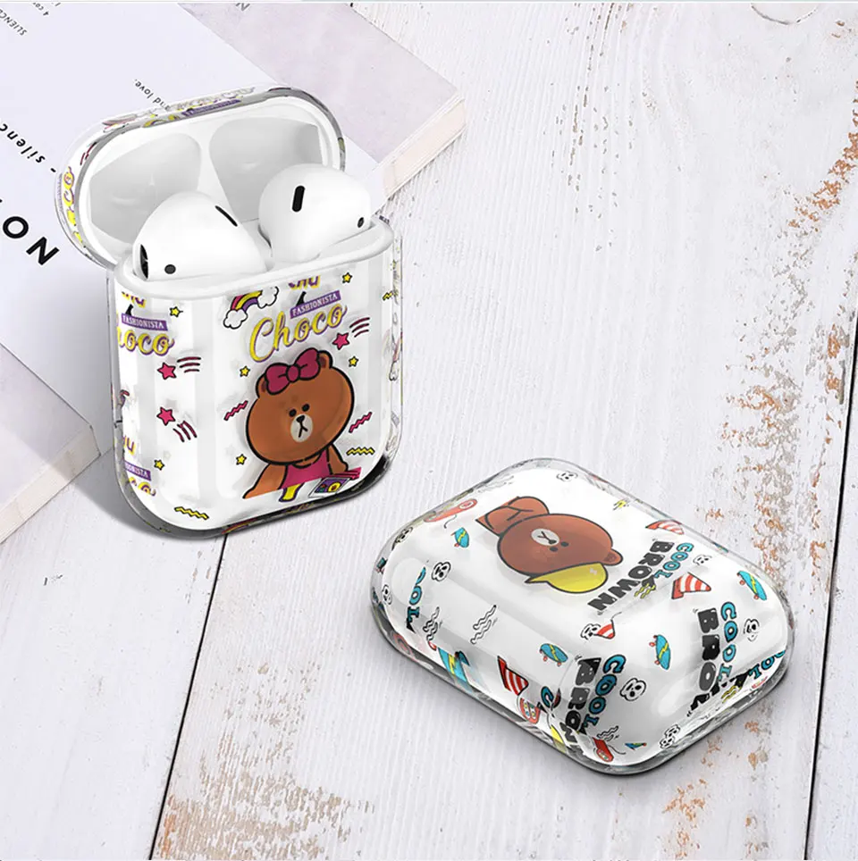 Модный жесткий чехол из поликарбоната с кристаллами для APPLE Airpods 1 2 Чехол прозрачный чехол милый мультяшный Bluetooth чехол для гарнитуры наушников коробка
