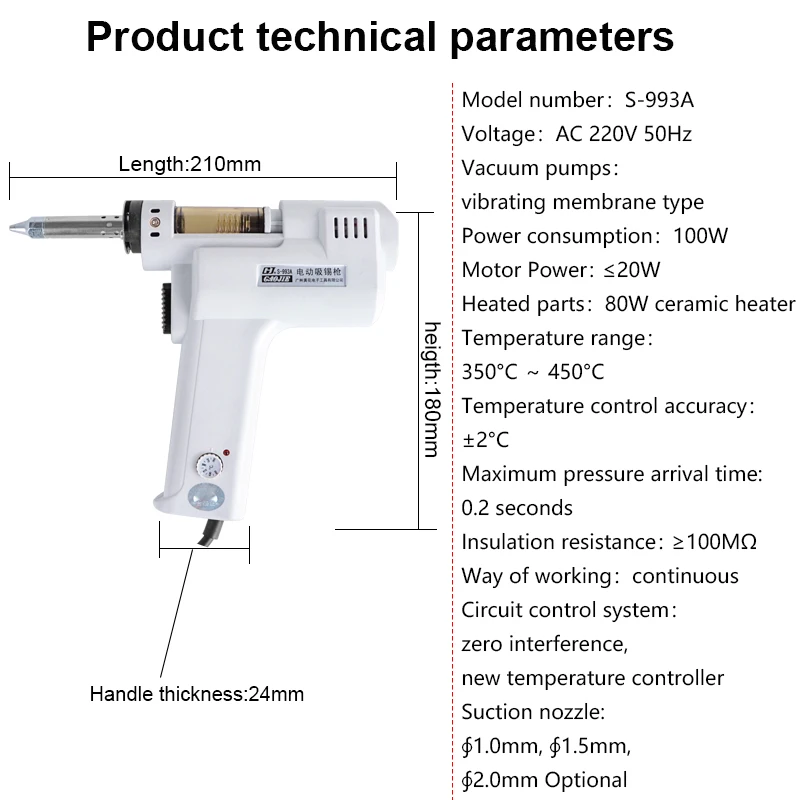 stainless steel electrode Desoldering Gun Electric Absorb Gun S-993A Vacuum Desoldering Pump Solder Sucker Gun 220V/110V 100W De-solder Gun cast iron welding rod