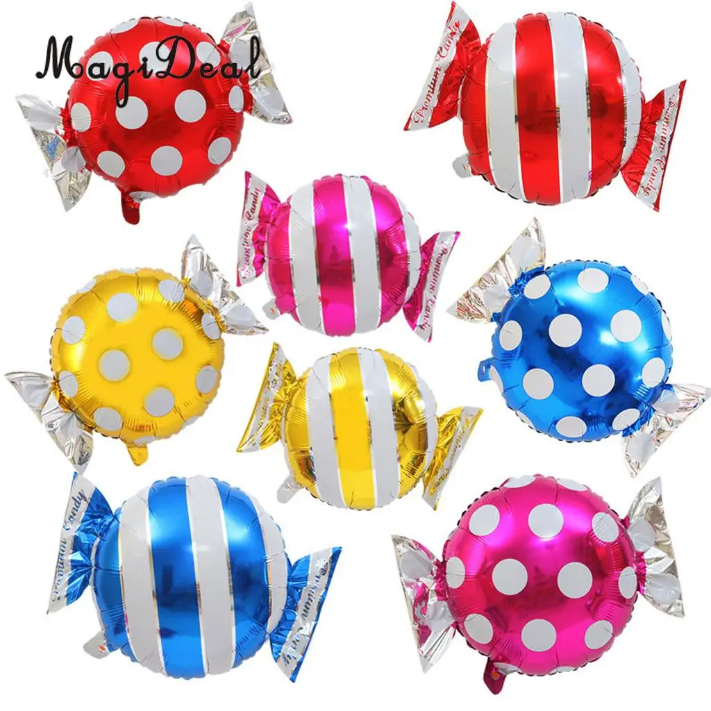 MagiDeal 5pcs Lovely Stripes Dots Sweet Candy Shape Aluminium Film Balloon Wedding Birthday Party Decor Kids Toy