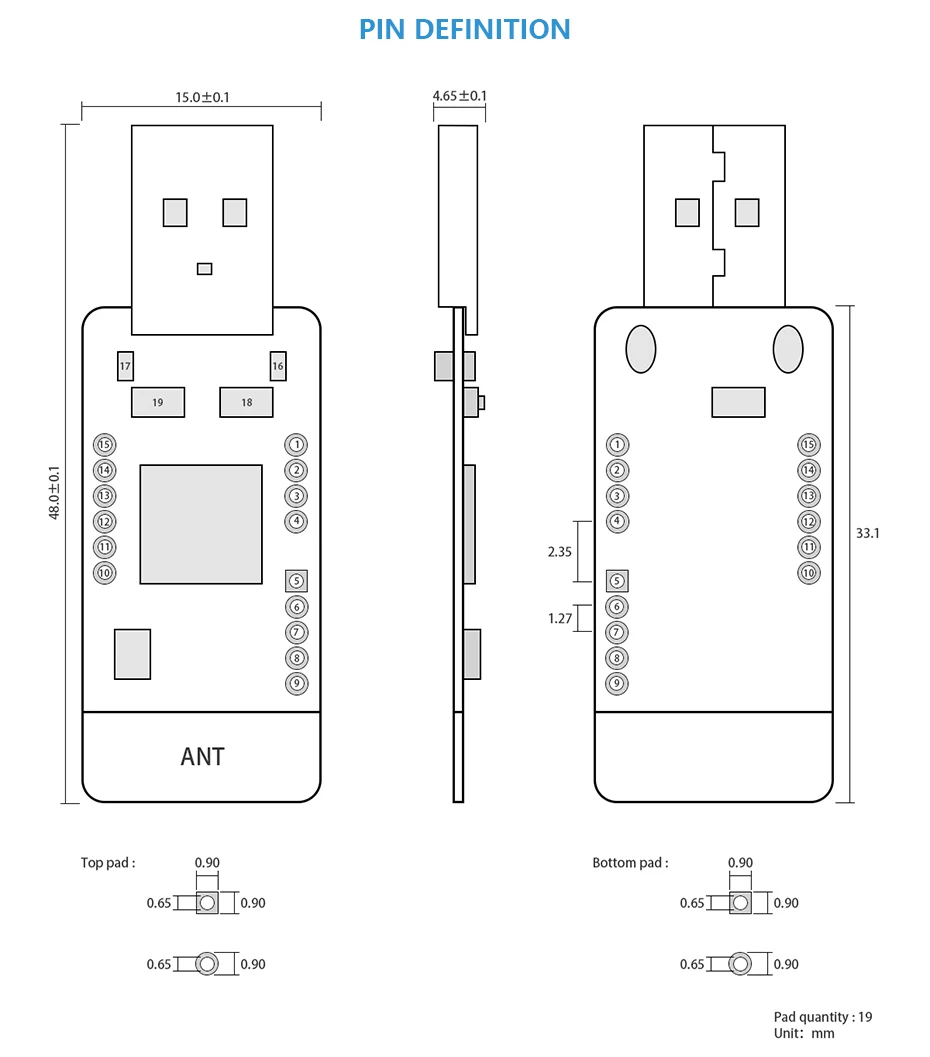 CC2540 Bluetooth модуль USB интерфейс Tranceiver BLE4.0 E104-2G4U04A 2,4 ГГц SoC 4dBm с PCB антенной