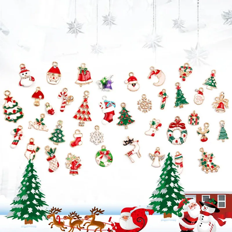19 шт./упак. милые эмаль, капля, металлический сплав, Рождество/оленя/Hat/обувь/подвеска в виде дерева набор «сделай сам» для Модные украшения