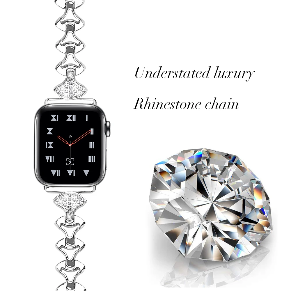 Joyozy женский браслет с бриллиантами apple watch ремешок из нержавеющей стали 38 мм/40 мм/42