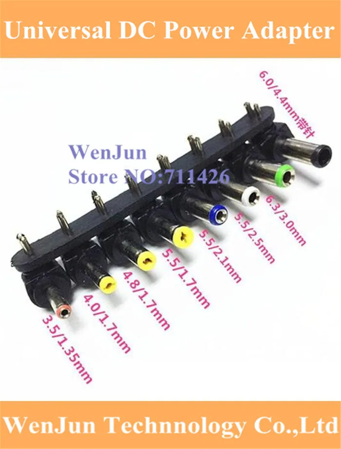 Universal 8pcs/set DC to 2 PIN Feet Multi-type Male Jack adapter connector for Sony/Toshiba/Lenovo/ASUS/Acer laptop