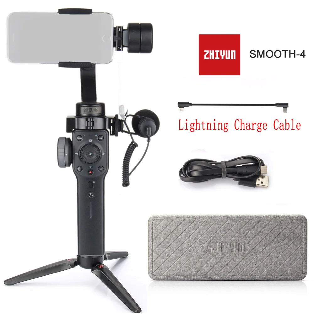 Zhiyun smooth 4 3 оси ручной карданный стабилизатор для смартфона экшн-камеры iPhone X 8 Gopro Hero 5 sjcam YI mic kit - Цвет: with mic and cable