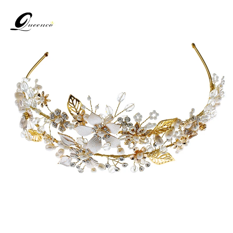 

Tiara Bridal Crown Handcraft Pearl Crowns Headband Wedding Hair Accessories Hairband Bridal Head Tiaras Hair Jewelry Headpiece