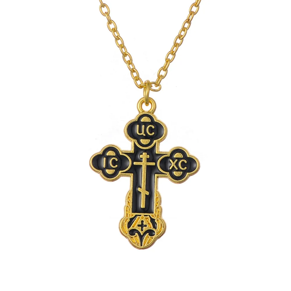 EUEAVAN 5 шт. религиозные 6 цветов эмалевый христианский крест кулон ожерелье