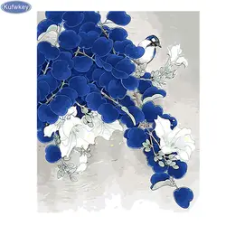 5D DIY кристаллы для вышивки голубой цветок украшение дома, полный, алмазная живопись вышивка крестиком рукоделие, алмазная декоративная