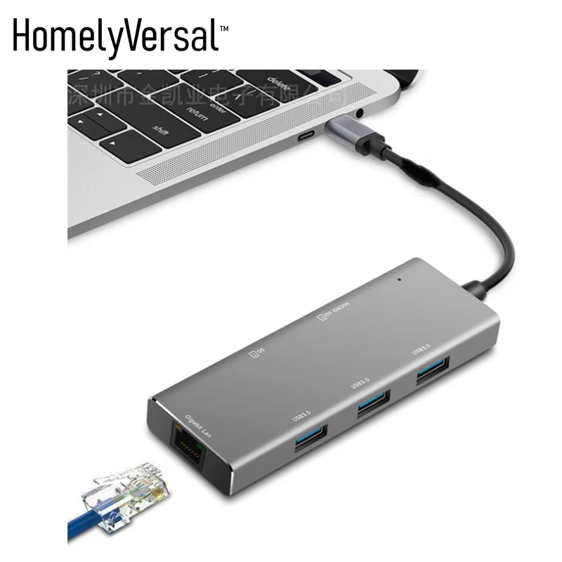 Тип-c 3,1 док-станция Алюминиевый Многофункциональный Macbook Pro концентратор к HDMI/SD/USB 3,0*3/TF
