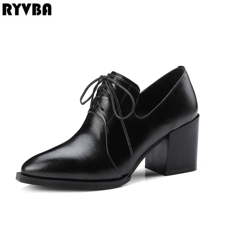2018 Pointu Automne Bout Dames Carré En Cuir De Mode Pompes Véritable Printemps Talons Chaussures Haute Chaude Femmes Ryvba Femme Noir Élégant dqwEg4Od