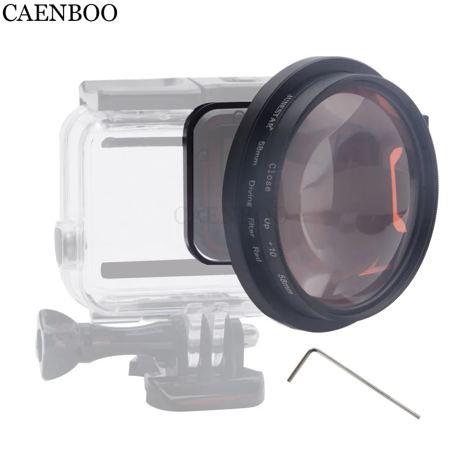 

CAENBOO Action Camera Lens Filter Go Pro Hero 5 6 Close Up 10 Times Red For GoPro Hero5/6/2018 Housing Case Macro Black Diving