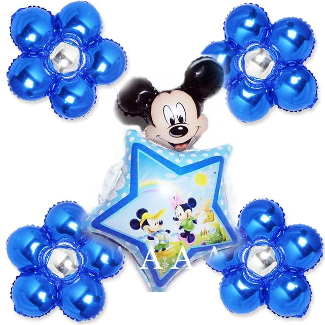 179 16 De Réduction5 Pcs étoiles Mickey Feuille Ballons Grande Taille Mixte Bleu Fleurs Pour Bébé Joyeux Anniversaire Ballons Mickey Party Globos