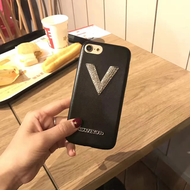 Aoweziic Mobile phone shell V word For iPhone XR 7plus sheepskin X XS MAX 6S anti fall 8plus innovate Diy soft protective sleeve