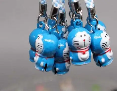 Лот 10 шт. милый мультфильм японское аниме doraemon синие кошки 3D кулон сотовый телефон ремешок с подвеской колокольчики болтаются цифры - Цвет: C
