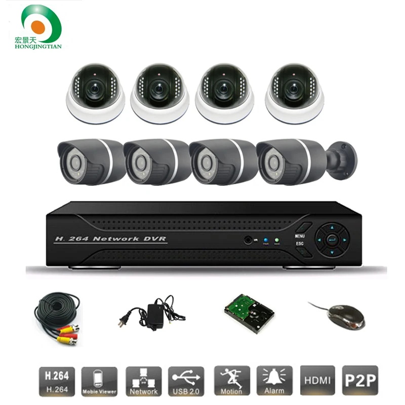 

8ch CCTV System Sony 700TVL Dome&bullet IR Cameras Security Video System Network P2P Cloud HDMI D1 DVR Recorder CCTV kit Syste