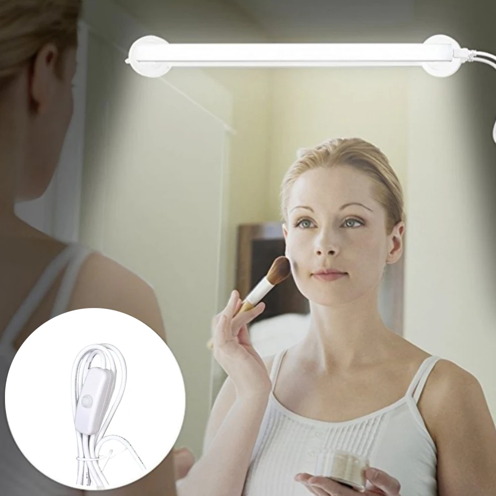 1 шт. супер яркий косметический зеркальный светильник USB интерфейс туалетный столик Ванная комната Съемный косметический зеркальный светильник с присоской