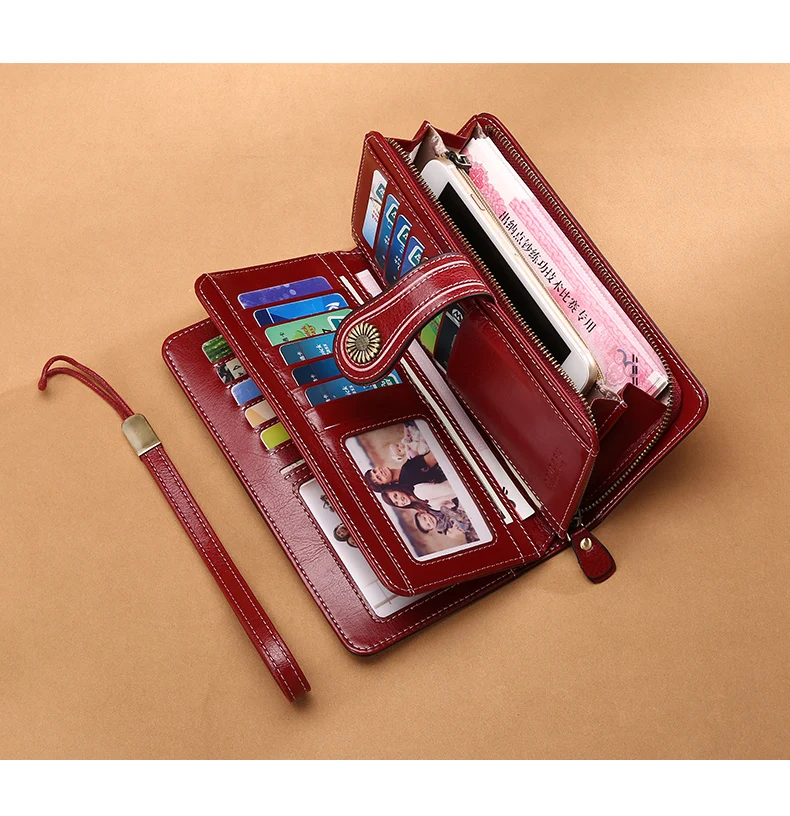 Large Capacity Split Leather Card Holder Quality Wallet Long Women Wallet Zipper Clutch Casual Zipper Retro Purse Women