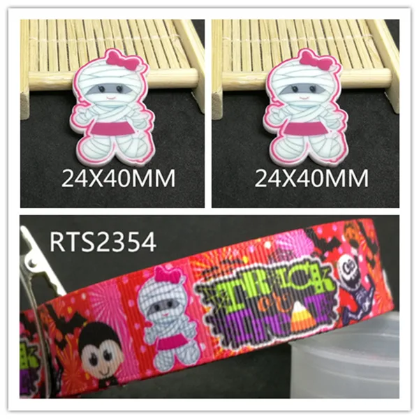 

7/8inch 100yard ribbon and 100pcs resin 1 set printed cartoon printed ribbon and resin RTS2254