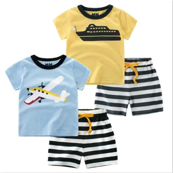 

2018 Summer Boy Clothing Set New Children Suit Short Sleeved Two Piece T-shirt+pants Kids Clothes Cartoon Boy Sets