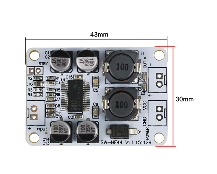 Ghxamp TPA3110 30 Вт PBTL моно цифровой усилитель доска для 4OHM 6. 8 Ом 30 Вт динамик DC8~ 26 в