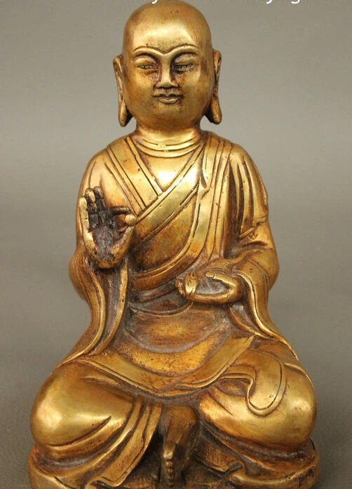 

005258 Chinese Bronze Gilt Buddhism Temple Ksitigarbha Tang Priest Monk Buddha Statue