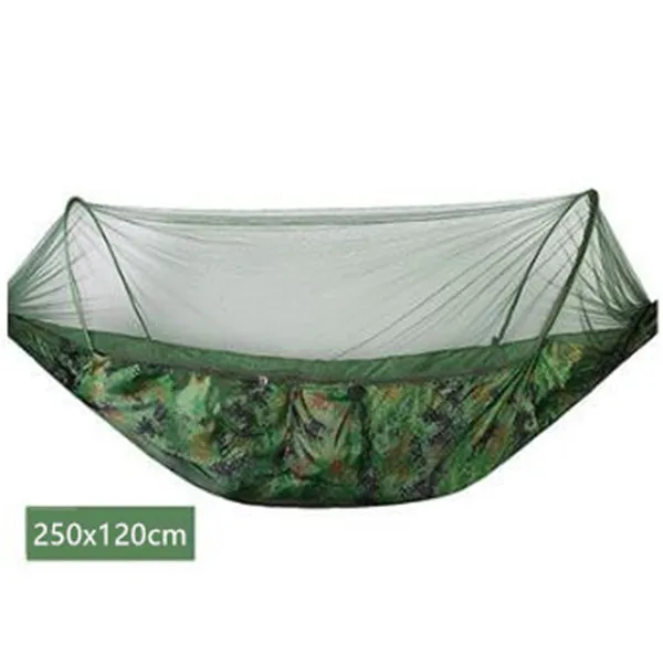 Camouflage 250x120 Полностью автоматическое открытое одеяло-тортилья, москитная сетка, гамак, открытый одиночный двойной нейлоновый парашют, ткань для кемпинга, гамак с москитной сеткой - Цвет: Camouflage 250x120