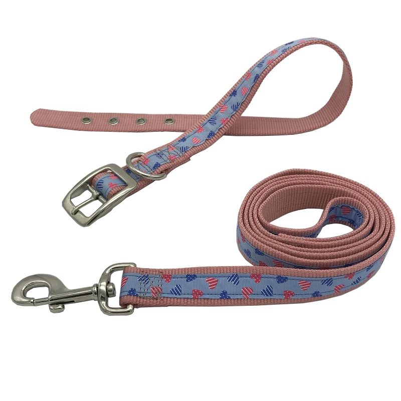 Love belt buckle XS S L маленький средний и собачий ошейник большого размера поводок Леопард Регулируемая пряжка для ремня ошейник нейлоновый поводок для домашних животных собака набор золотой ретривер - Цвет: Love belt buckle