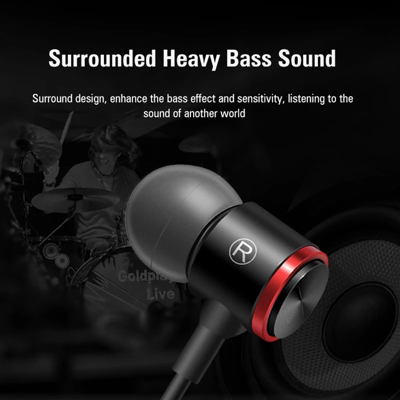  Hot Sale 3.5 mm Wired Earphone Metal Stereo Bass Headphones With Microphone in-ear Earphones Headph - 32976574485