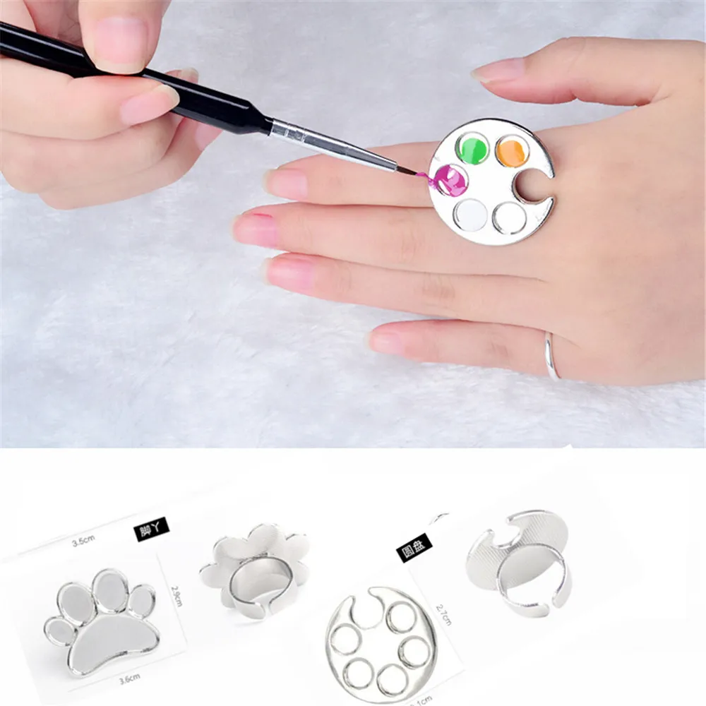 

Nail Art Tools Drawing Paint Color Palette Nails Manicure Tools Color Palette Ring Cosmetic Hand Ring Palette 1 PC