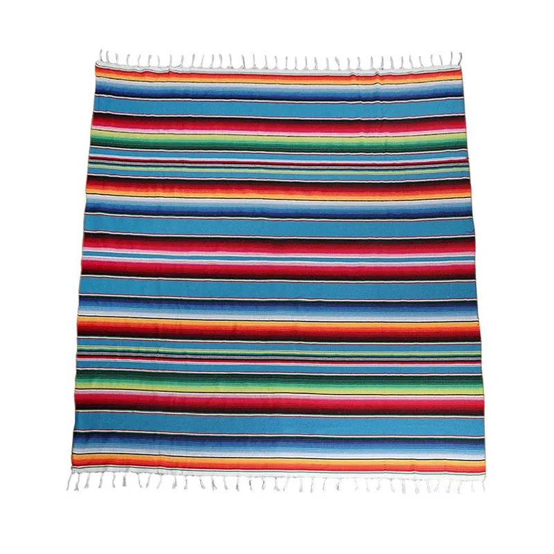 Cotton Table Runners with Tassels Colorized Stripes Tablecloth for Picnic Beach TB Sale