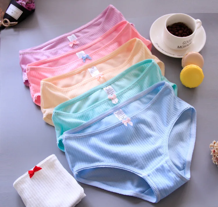 6pcs/lot Women Underwear Panties Girls Cute Mid Rise Breathable Cotton